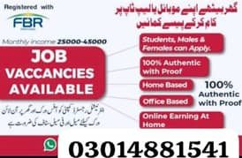 Male and female staff required for online and office work