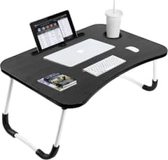 Portable Folding Laptop Desk for BedWith iPad and Cup Holder Adjustab