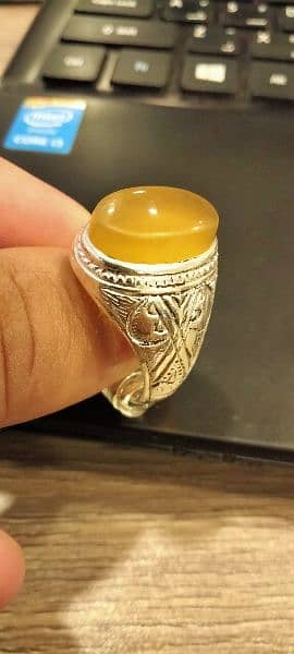 Natural Yamni Zard Aqeeq Sharf e Shams Stone Irani Ring 0