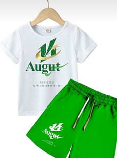 14 August cotton jersey printed shirts and shorts for boys