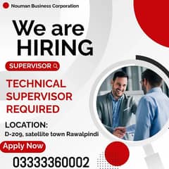 Technical Supervisor Required | Jobs