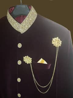 Groom velvet Sherwani