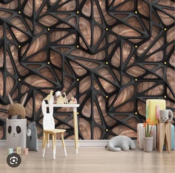 3D wallpaper, Flax wallpaper, wall art work, flooring, ceiling 1