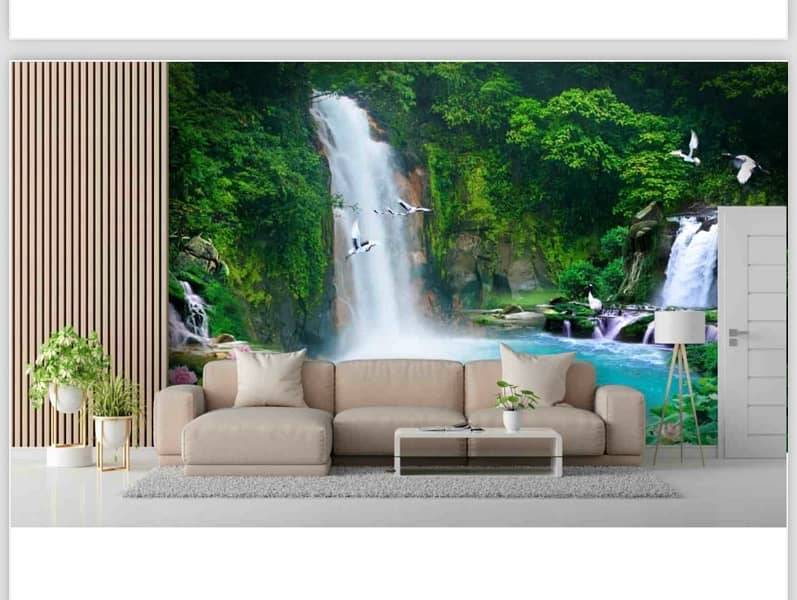 3D wallpaper, Flax wallpaper, wall art work, flooring, ceiling 18