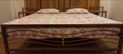 Steel King Bed with Side Tables For Urgent Sale | Wapda Town