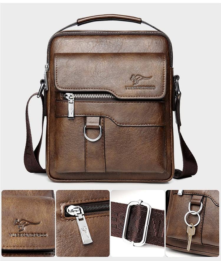 Kangaroo Luxury Brand Vintage Man Bags Leather Shoulder Bag For Men 5