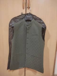 Edenrobe Dark Green Cotton Waist Coat 100% Brand New