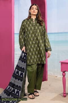 3Pcs Women’s Unstitched Lawn Digital Print Suit