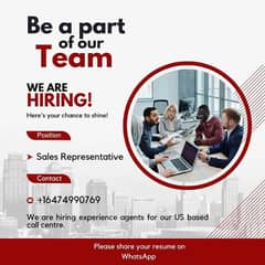 we are hiring experience agents for US energy