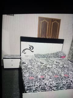 Wooden furniture/ bed set/ dressing table/ black & white furniture.