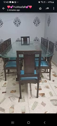 8 chairs with dining table in mint condition