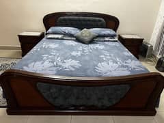 Pure Wood Bed with Grey Cushioning