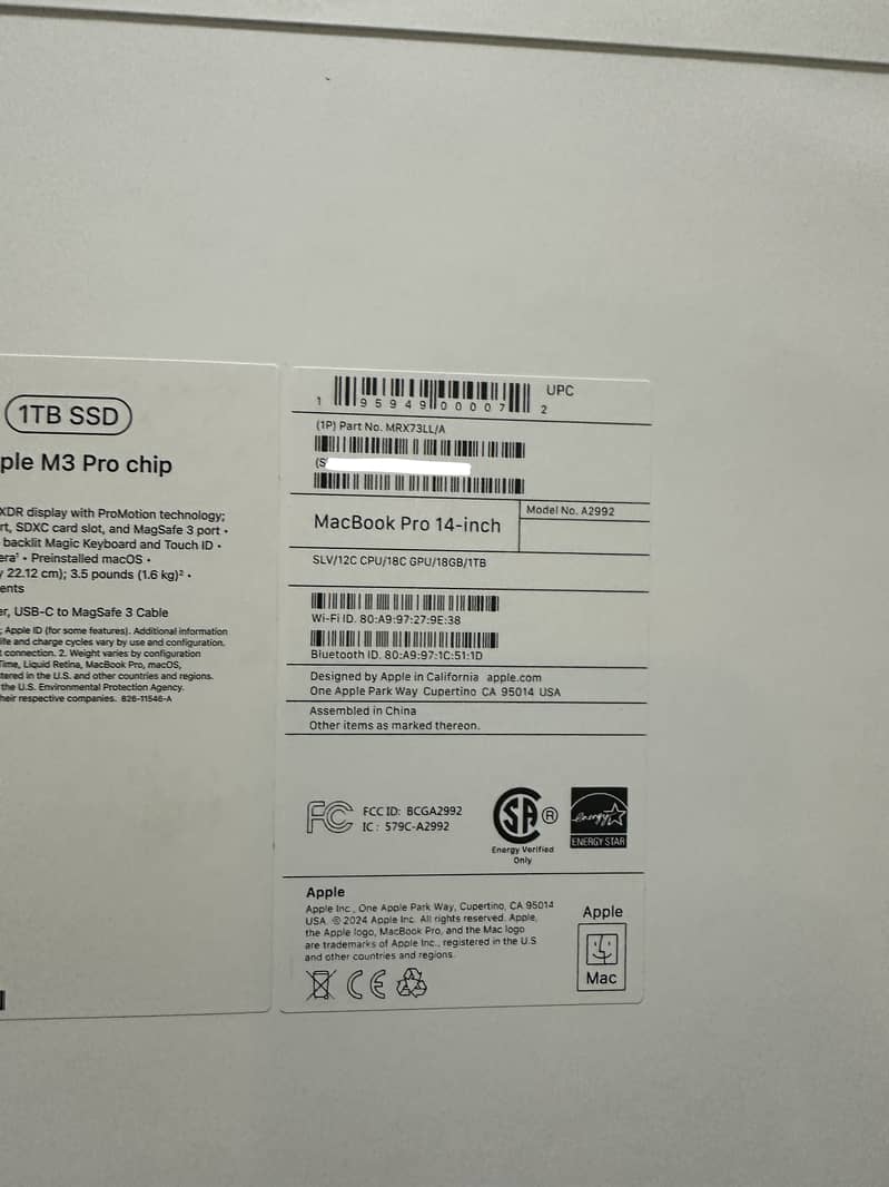 Macbook Pro M3 Pro 2023 14.2 inch 18/1 Tb - Silver - MRX73LL - MRX43LL 3