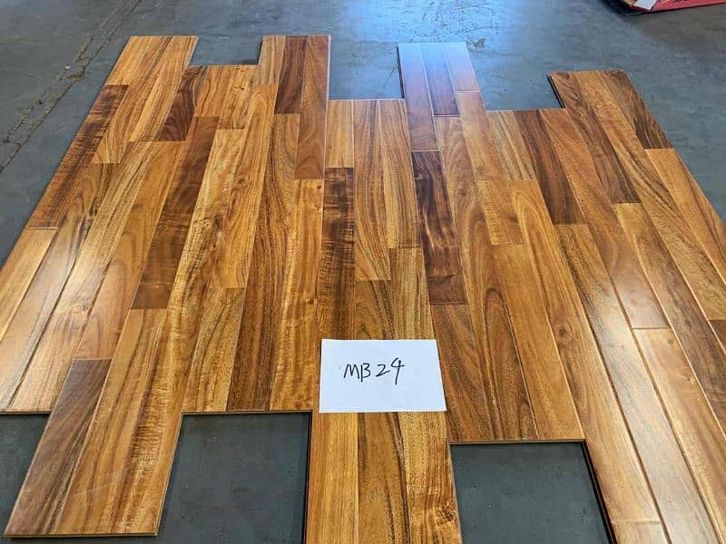 Laminate Wooden Floors Gloss finish/ Pvc Wall skirting/ carpet tiles. 4