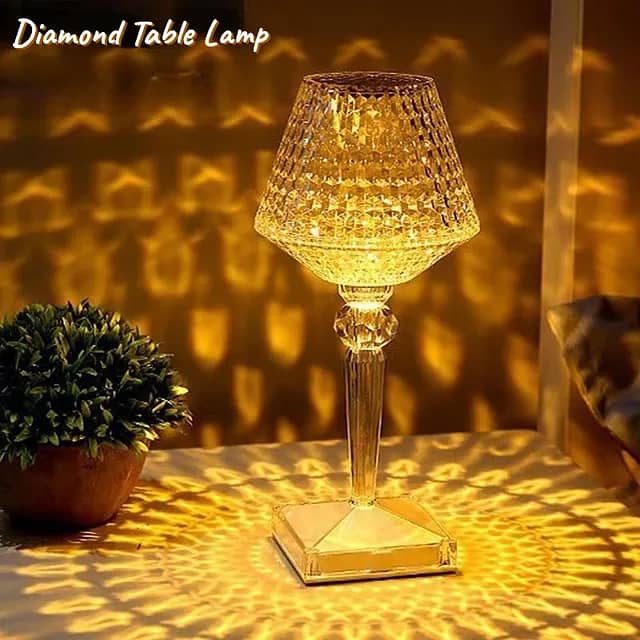 Rise Diamond Table Touch Lamp Crystal Usb Chargeble 3