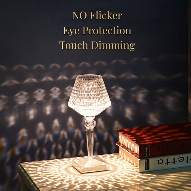 Rise Diamond Table Touch Lamp Crystal Usb Chargeble 6