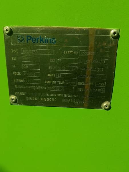 Generator Perkins 2010 model 75 KVA 6