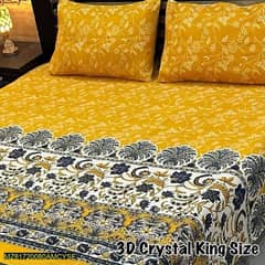 3 pcs Cotton Printed Double Bed Sheet