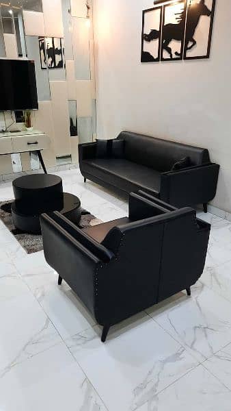 5 seater sofa set with center table made with orignal leather 0