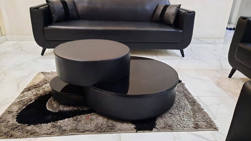 5 seater sofa set with center table made with orignal leather 3