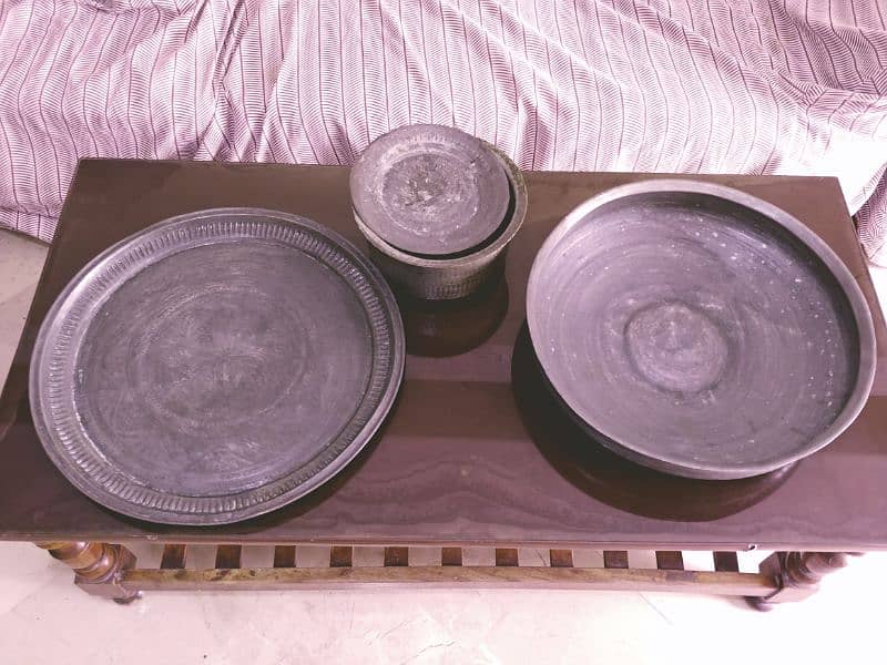 Pure cooper antique pots and tray 2