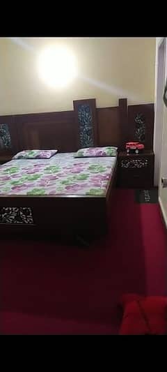 Urgently selling wooden bed Akhrot with 3 bed almari