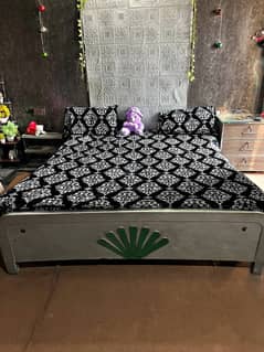 Wooden Double Bed With Metrass