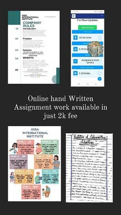 content writing and Assignment work