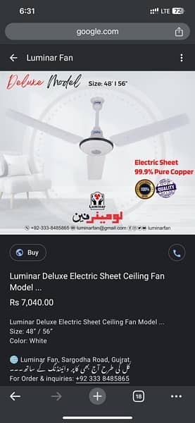 Luminar Deluxe Model Fan 10/10 1