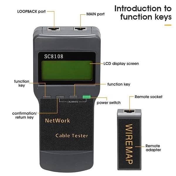 SC8108 Portable Digital LCD LAN Cable Tester Meter Professional 2