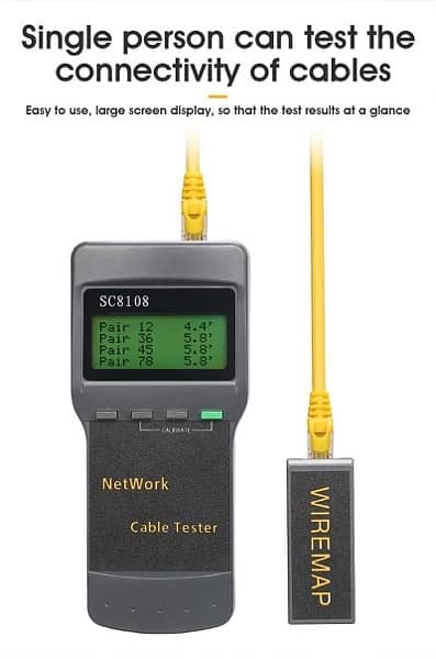 SC8108 Portable Digital LCD LAN Cable Tester Meter Professional 3