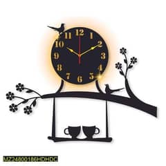 Beautiful Bird Design Laminated wall Clock With Black Light