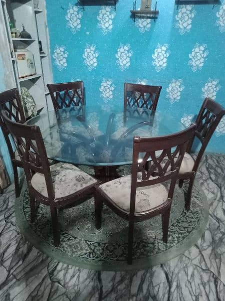 wooden round dining table with 6 chairs 0