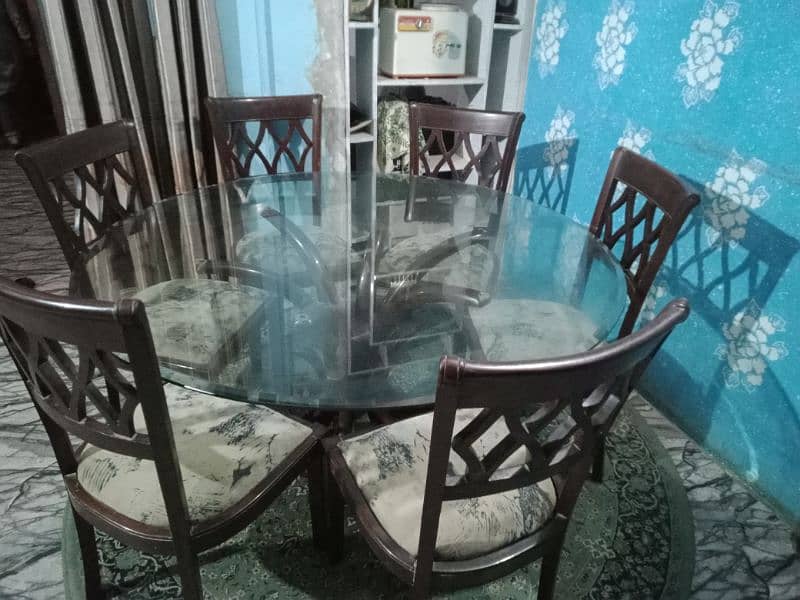 wooden round dining table with 6 chairs 1