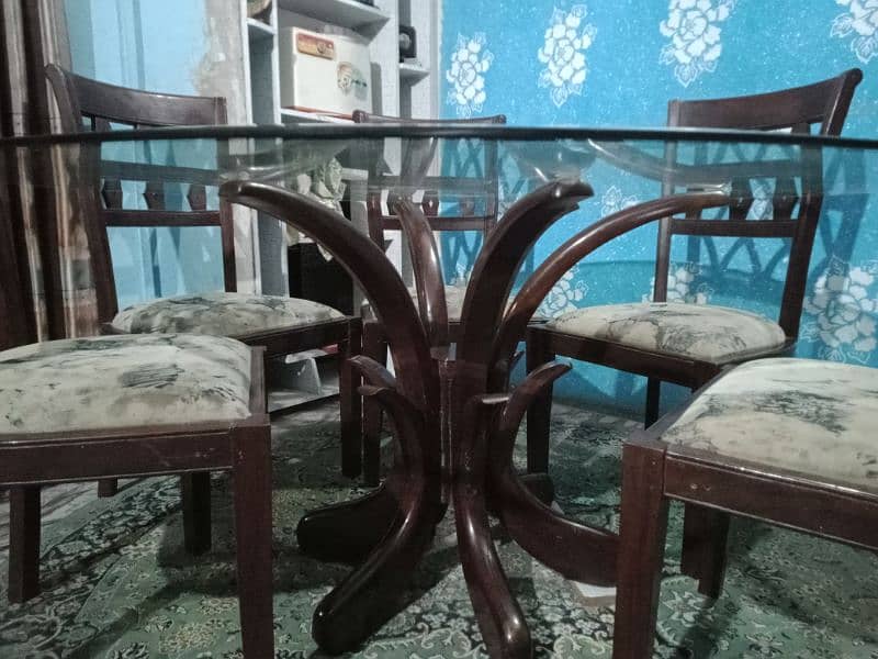 wooden round dining table with 6 chairs 4