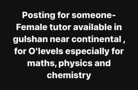 female tutor near continental gulshan e iqbal karachi