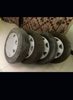 mehran car rim and tyre geniun good confition