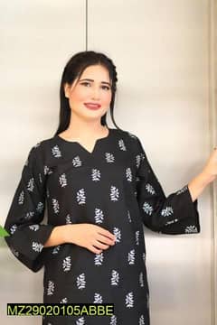 2 PC women's Stitched Arabic Lawn Printed Shirt and Trouser