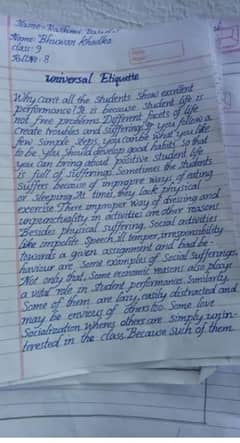 handwriting assignment work