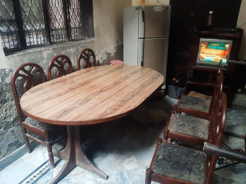 wood dining table new condition without 6 Kursi all setap for sale 1