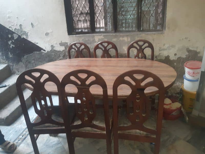 wood dining table new condition without 6 Kursi all setap for sale 2