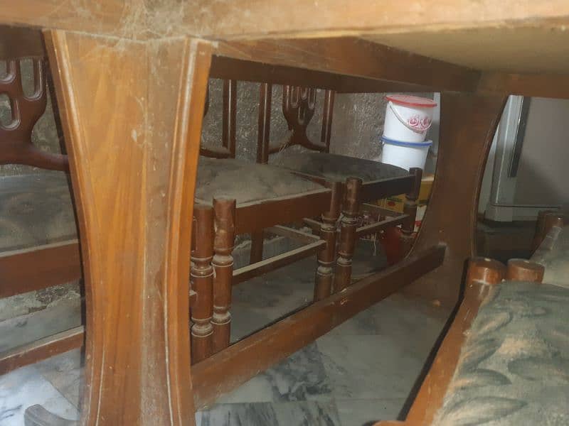 wood dining table new condition without 6 Kursi all setap for sale 5