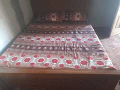 Double Bed with Mattress and bedsheet pillow for sale