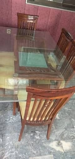 Wood dining table 6 chairs