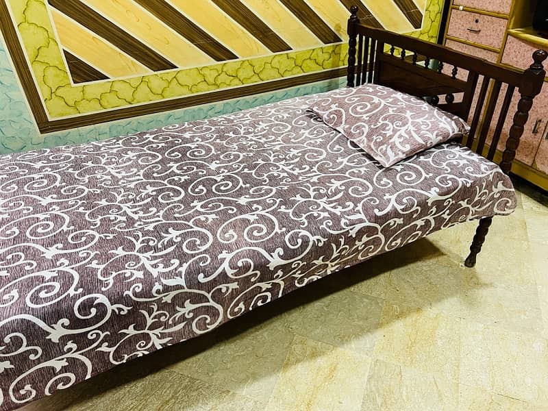 pure wooden bed with mattress 0