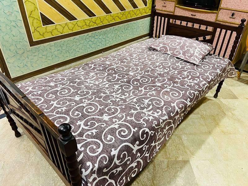 pure wooden bed with mattress 1