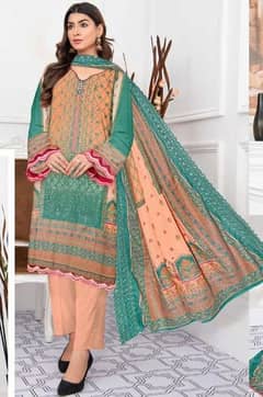 3 Psc Women's Unstitched Karandi Printed Suits