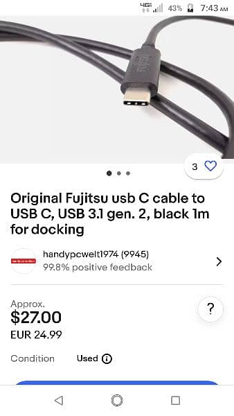 Fujitsu Japan type C to type C 4k 60hz cable 3