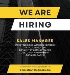 Need sales Manager For Honda Bikes Showroom