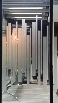 Glass paper,frosted sheet,wooden work,media wall,CNC design,office